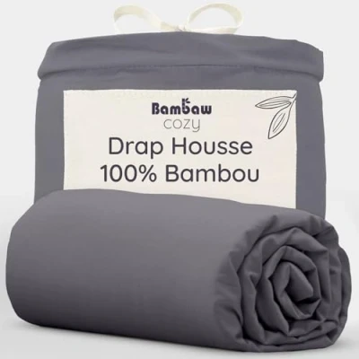 Afbeelding van Bamboe Hoeslaken 2 Persoons Eco 150cm bij 200cm Houtskool Luxe Beddengoed Hypoallergeen Puur Viscose Rayon Ultra ademende Stof Bambaw