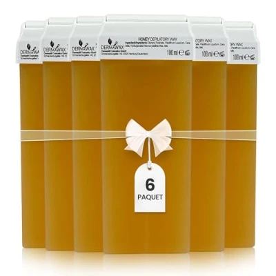 Afbeelding van Dermawax 6 x roll on wax, honing, warme wax à 100 ml waxpatronen, ontharingswax, ontharing, lichaamsverzorging, navulset