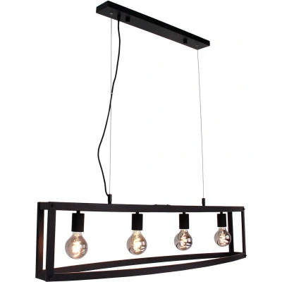 Afbeelding van Lindby hanglamp 4lichts Staal E27 zwart