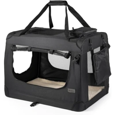 Afbeelding van Hondentransportbox hondentas hondenbox opvouwbare tas voor kleine dieren (S) 50x34x36 cm Zwart