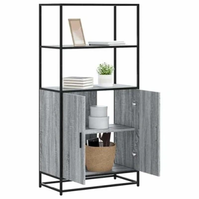 Image de vidaXL Buffet haut sonoma gris 68x35x139 cm bois d&#039;ingénierie et métal849052