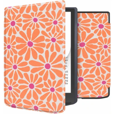 Afbeelding van imoshion Design Slim Soft Case Sleepcover voor de Pocketbook InkPad Color 3 / 4 Orange Flowers Connect