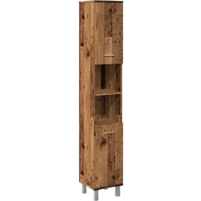 Afbeelding van Badkamerkast 30x30x179 cm bewerkt hout oud houtkleurig