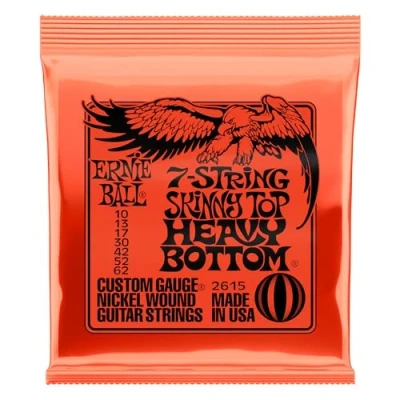 Afbeelding van ERNIE BALL CEB 2615 Skinny Top HB 7 string 10 13 17 30 42 52 62 snaren Gitaar set Snarenset snarige