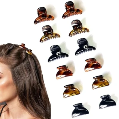 Afbeelding van Haarklem voor dames, 12 stuks, mini krab, verschillende kleuren, kleine haarclips, klauwclip, haarspelden, antislip, haaraccessoires meisjes en vrouwen