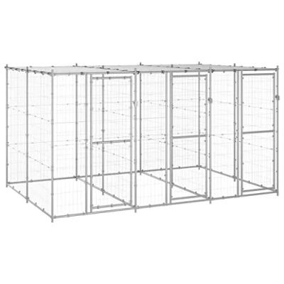 Afbeelding van vidaXL Hondenkennel met dak 7,26 m² gegalvaniseerd staal