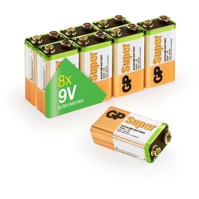 Afbeelding van 9V batterij GP Alkaline Super 8 stuks