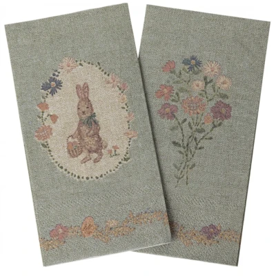 Afbeelding van Maileg servetten lapin de pâques green 16st