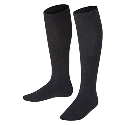 Image de FALKE Family K KH coton unies 1 paire, Chaussettes longues Mixte enfant, Gris (Anthracite Melange 3080) nouveau écologique, 35 38