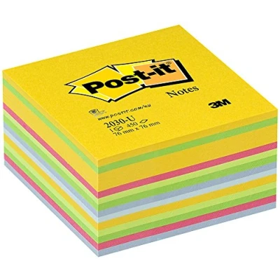 Afbeelding van Post it Notes kubus, 450 vel, ft 76 x mm, geassorteerde kleuren ultra memokubus