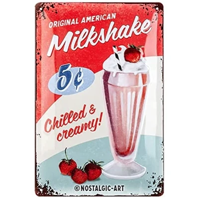 Image de Nostalgic Art 22255 Plaque en tôle, style américain, motif milkshake, 20 x 30 cm