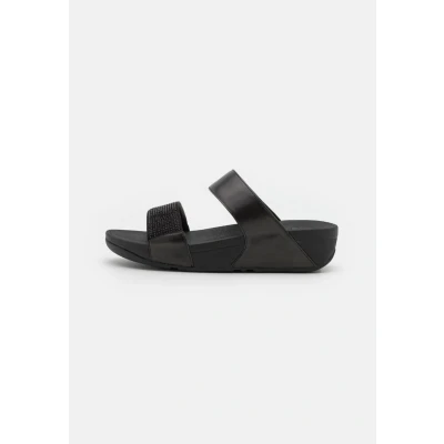 Afbeelding van Fitflop LULU Slides Muiltjes, Dames, Maat: 42, All black Imitatieleer/ textiel