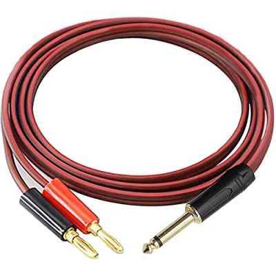 Afbeelding van Luidspreker audiokabel 1/4 TS naar banaanstekker, 6,35 mm phono verguld, mannelijk dubbele HiFi OFC luidsprekerkabel voor DJ app, mixer,