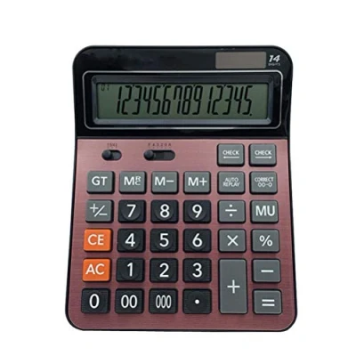 Afbeelding van Meichoon Dual Power Solar Calculator op batterijen, rood