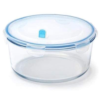 Afbeelding van NUTRIUPS Voorraaddozen van glas, luchtdicht, met deksel, ronde voedselopslagset, BPA vrij, voor het bereiden maaltijden, reizen, vriezer, oven (rond 2,8