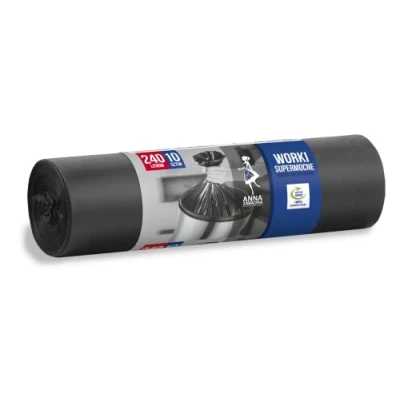 Afbeelding van Anna Zaradna ST AZ 013906 Vuilniszakken, 240 liter, voor afval thuis of op kantoor, stevig, LDPE, zwart, 10 stuks
