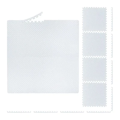 Afbeelding van Relaxdays beschermmat fitness 60x60 cm 8 vloermatten met rand puzzelmat wit