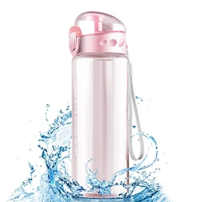 Afbeelding van Uootach waterfles, 780 ml, sportfles, BPA vrij, lekvrij, fles met één druk om te openen, voor sport, sportschool, fietsen, school, kantoor, camping (roze)