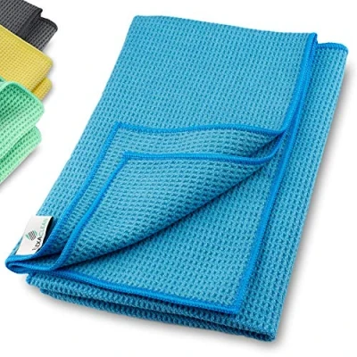 Afbeelding van Microvezel droogdoek, Premium wafeldoek (60x40 cm, groen), super lage kwaliteit, voor auto, glas, keuken, services, badkamer Nieuwe uitvoering