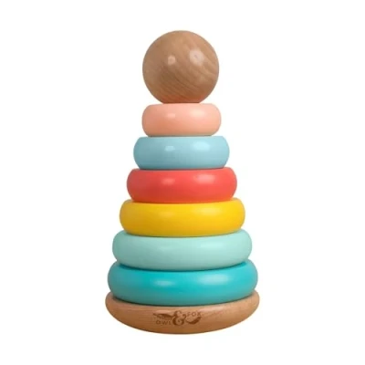 Afbeelding van Owl &amp; Fox OF213 Houten toren, traditioneel Montessori ontwikkelingsspeelgoed, stapelbaar voor zuigelingen en peuters vanaf 12 maanden, FSC gecertificeerd, 19,5 (H) x 10 cm
