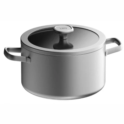 Afbeelding van LEO RECYCLED Kookpan met deksel Graphite 24cm