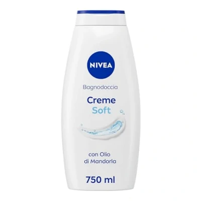 Afbeelding van NIVEA Bain Douche Crème Soft 750 ml, reinigings en vochtinbrengende crèmezeep, douchecrème verrijkt met amandelolie, vitamine C, E voedende oliën een zachte geur