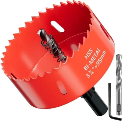 Afbeelding van GARHWAL Bimetalen gatenzaag, 95 mm, boorkroon, klokboor, met driehoekige schachtadapter en centreerboor, nauwkeurig snel snijden van hout, kunststof, platen