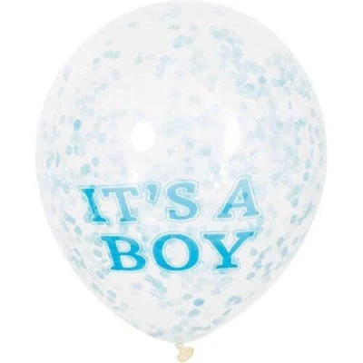 Afbeelding van Haza Witbaard Confetti Ballonnen Jongen, 6st.