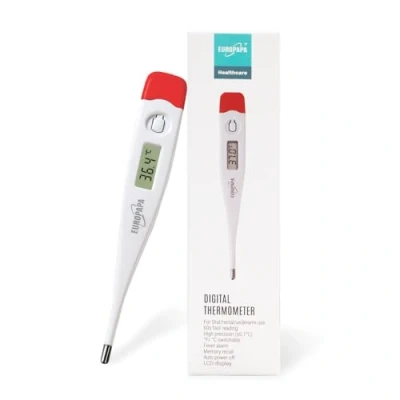 Afbeelding van EUROPAPA Digitale thermometer voor baby&#039;s, kinderen en volwassenen, orale thermometer, oksel of rectale waterdicht, met koortsalarm (rood)