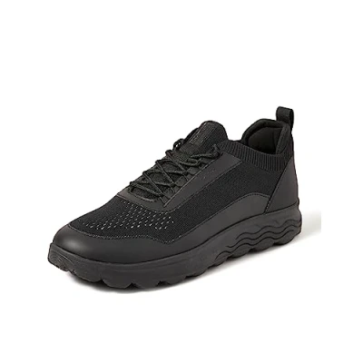 Afbeelding van Geox U Spherica Sneakers laag, Heren, Maat: 46, Black Imitatieleer/ textiel