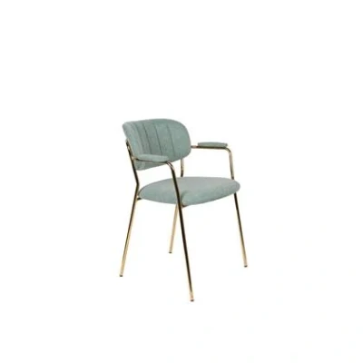 Afbeelding van Feliz Lifestyle Jolien Eetkamerstoelen armleuning Goud/Lichtgroen Set van 2