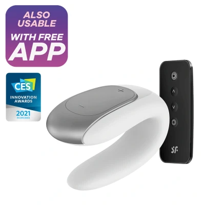 Afbeelding van Satisfyer Double Fun Partner vibrator Wit GRATIS TOY bij iedere bestelling v.a. 40,