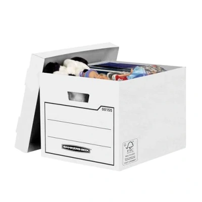 Afbeelding van Fellowes Bankers Box Opbergdoos, stapelbaar, tot 2 multifunctionele dozen, handmatige montage, wit, 10 stuks