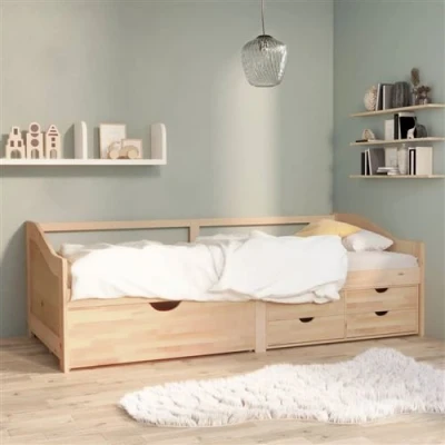 Afbeelding van vidaXL Bedbank 3 zits met lades massief grenenhout 90x200 cm