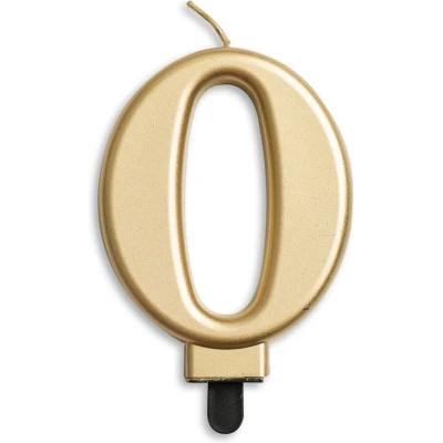 Afbeelding van Kaars 0 jaar Goud Metallic 8cm
