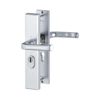 Afbeelding van Hoppe London veiligheidsbeslag kruk/kruk aluminium F1 PC55 met kerntrekbeveiliging (rechthoekig) SKG***