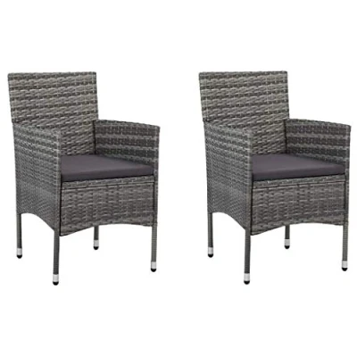 Afbeelding van vidaXL Eetstoelen voor de tuin, set van 2, polyrotan, grijs