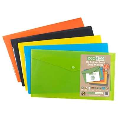 Afbeelding van eco 5 stuks DL drukknoopzakken 50% gerecyclede kleuren gesorteerd