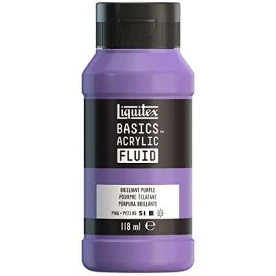 Afbeelding van Liquitex Basics Fluid Acrylverf met vloeibare consistentie, sneldrogend, lichtecht, waterdicht, op waterbasis, 118 ml fles, glanzend paars