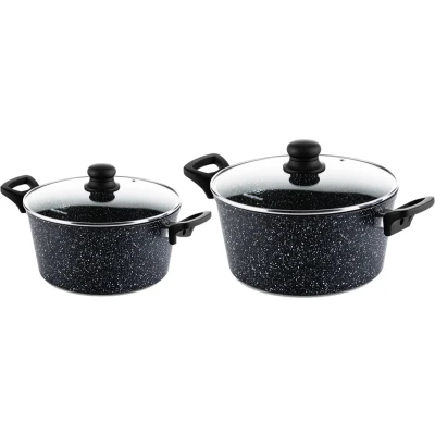 Afbeelding van Westinghouse Kookpannenset Black Marble ø 24 en 28 cm Inductie alle andere warmtebronnen