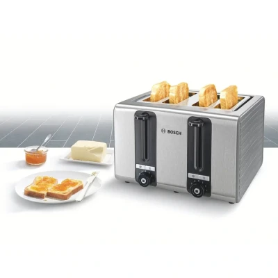 Afbeelding van Bosch Haushalt TAT7S45 Broodrooster 4 branders, Toastfunctie Grijs, Zwart