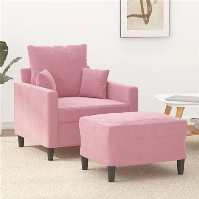 Afbeelding van vidaXL Fauteuil met voetenbank 60 cm fluweel roze
