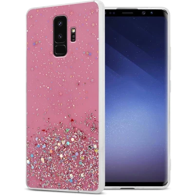 Afbeelding van Cadorabo Hoesje geschikt voor Samsung Galaxy S9 PLUS in Roze met Glitter Beschermhoes van flexibel TPU silicone fonkelende glitters Case Cover Etui