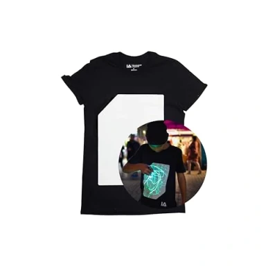 Afbeelding van Illuminated Apparel INTERACTIEF GLOW IN THE DARK T SHIRT, Zwart/Groen, S