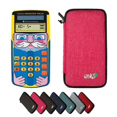 Afbeelding van Spaarpack: TI Little Professor rekenmachine WYNGS beschermende tas roze + uitgebreide garantie van Calcuso