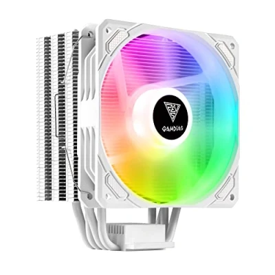 Afbeelding van GAMDIAS HIGH END RGB CPU CoolerIntel en AMD Processor Koeler met aRGB LED Verlichting (Addressable)4 COPPER HeatpipesTDP 200Boreas E1 410 White