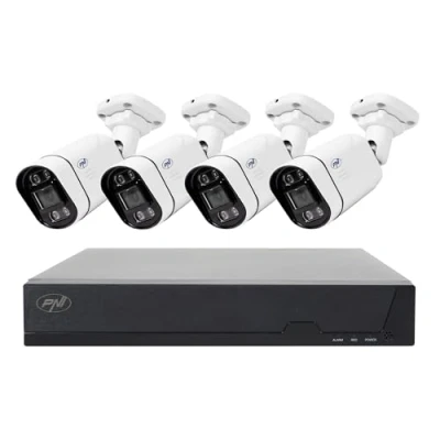 Afbeelding van PoE PNI House IPMAX 5 videobewakingsset, NVR met 4 poorten en MP IP camera&#039;s, 1920p, XMEye app voor smartphones CMS Algemeen Windows, IP66