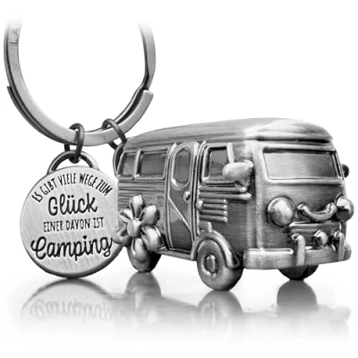 Afbeelding van LANOLU Camping Sleutelhanger, Caravan Cadeau, Gift &amp; Camper Voor Kampeerders, Metalen 3D Hanger Vintage Zilver, zilver