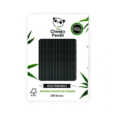 Afbeelding van The Cheeky Panda Bamboe cocktailrietjes (kort) 250 stuks kleur: zwart milieuvriendelijke en biologisch afbreekbare rietjes ideaal voor platte cocktailglazen