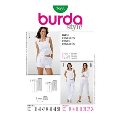 Afbeelding van Burda B7966 naaipatroon broek 19 x 13 cm 38 50 meerkleurig